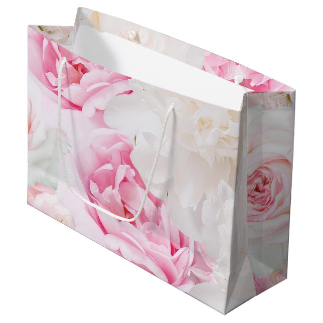 Peonies Große Geschenktasche Große Geschenktüte (Vorderseite Schrägansicht)
