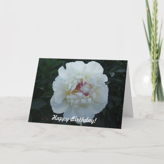 Peonies Happy Birthday Card Karte (Vorderseite)