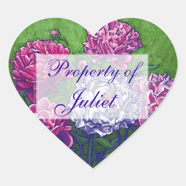 Peonies Heart Book Stickers (Vorderseite)