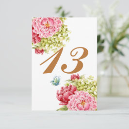 Peonies Hydrangea Table Card No. 13 RSVP Karte