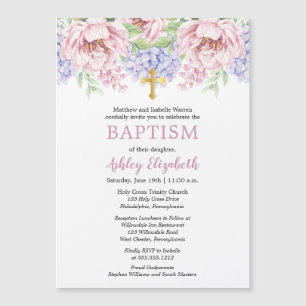 Peonies   Hydrangeas Wasserfarbenflorale Taufe Magneteinladung