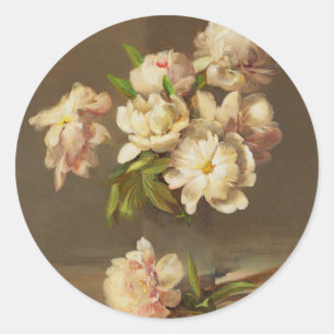 Peonies in einer Vase, Charles Ethan Porter Runder Aufkleber