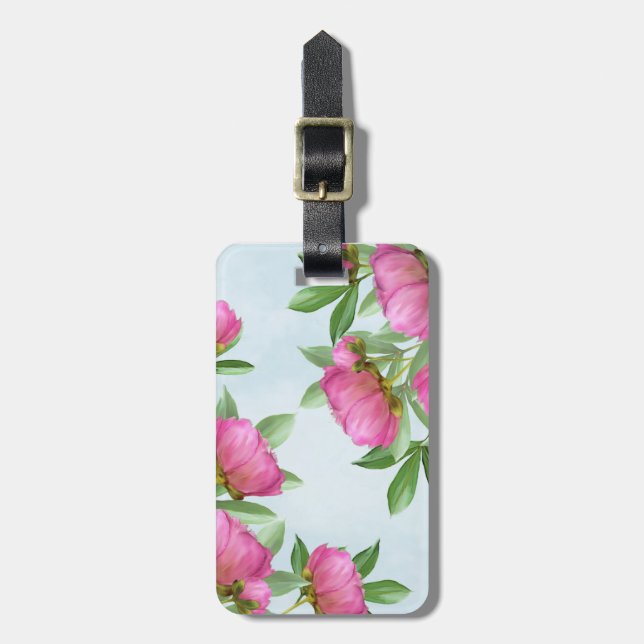 Peonies Luggage Tag Gepäckanhänger (Vorderseite vertikal)