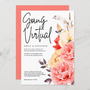 Peonies Magnolia Wasserfarbe Virtuelle Hochzeit Einladung