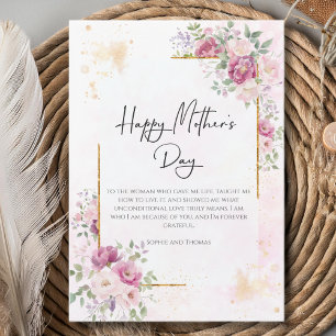 Peonies mit Goldrahmen Muttertag Feiertagskarte