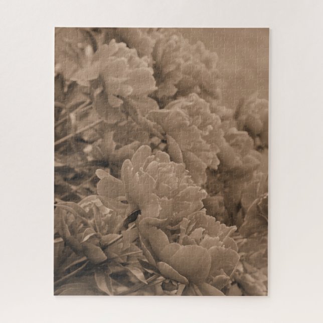 Peonies Multiple in Sepia Puzzle (Vertikal)