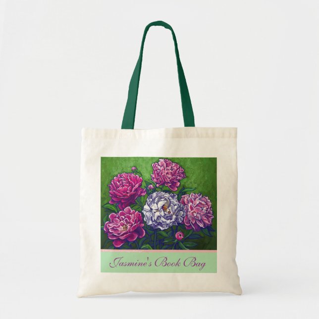 Peonies Personal Book Bag Tragetasche (Vorne)