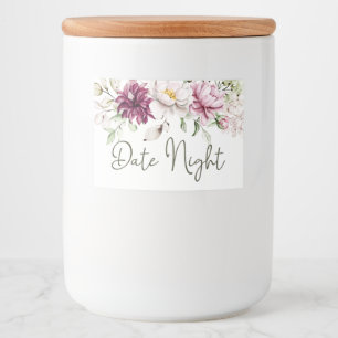 Peonies Pink Burgundy Floral Date Night Jar Lebensmitteletikett