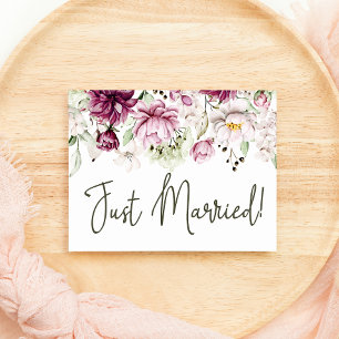 Peonies Pink Burgundy Floral Just Married