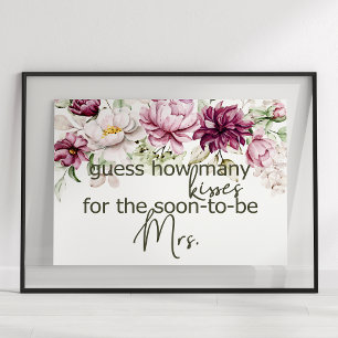 Peonies Pink Burgundy rät wie viele Kisses Game Poster