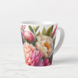 Peonies Pink Peony Floral Latte Tasse