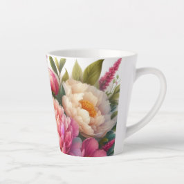 Peonies Pink Peony Floral Latte Tasse