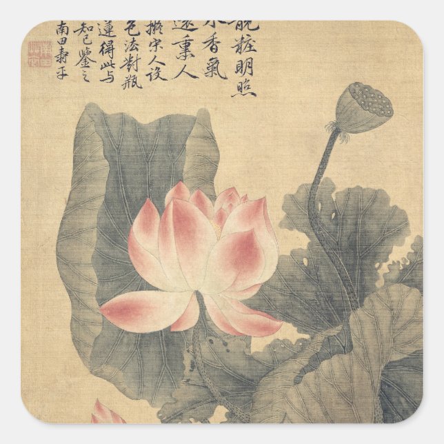 Peonies Quadratischer Aufkleber (Vorderseite)