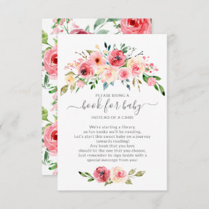 Peonies Rose Floral Baby Shower Book for Baby Begleitkarte
