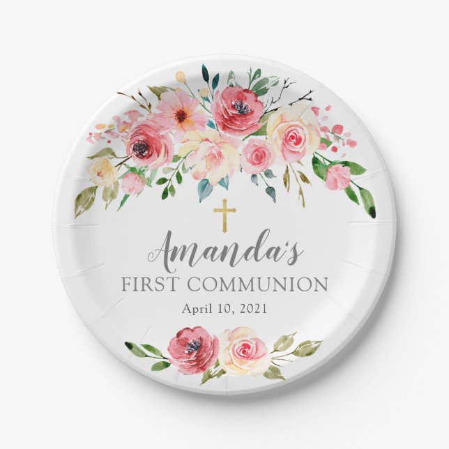 Peonies Rose Floral Kommune Pappteller (Vorderseite)