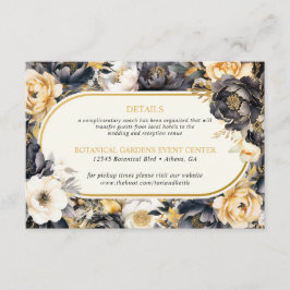 Peonies Schwarz-weiß & Gold Wedding Card Begleitkarte