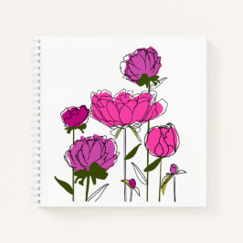 Peonies Square Notebook Notizbuch