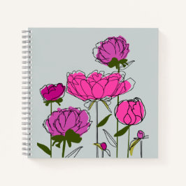 Peonies Square Notebook Notizbuch