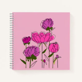 Peonies Square Notebook (rosa) Notizbuch