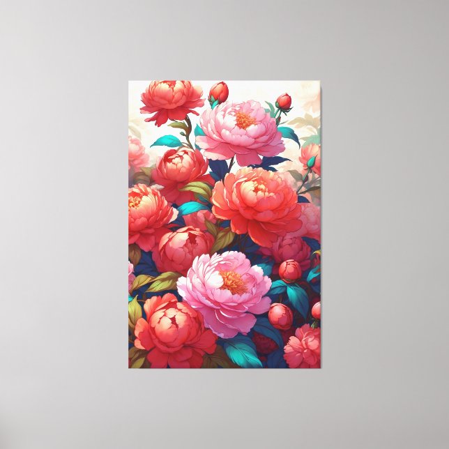 Peonies Stretched Canvas Print Leinwanddruck (Vorderseite)