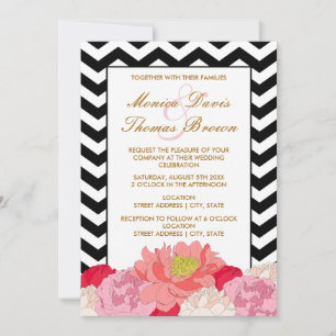 Peonies und Chevrons Einladung