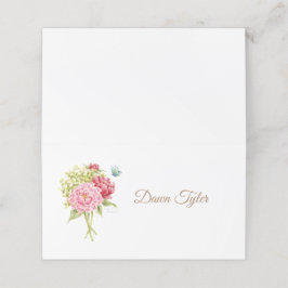 Peonies und Hydrangea geflochtene Platzkarte