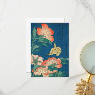 Peonies und Kanaren von Katsushika Hokusai Dankeskarte