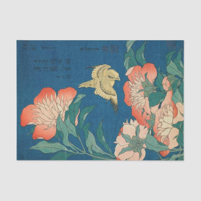 Peonies und Kanarische Inseln, 1834 von Katsushika Seidenpapier (Vorderseite)