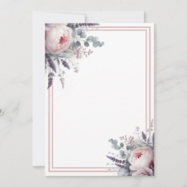 Peonies und Lavendel Einladung (Vorderseite)