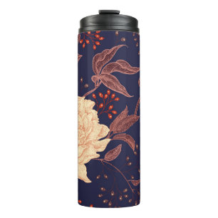 Peonies und Rose. Vintages, nahtloses Muster Thermosbecher