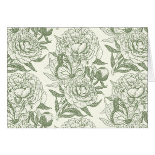 Peonies und Schmetterlinge blockieren den Druck, S