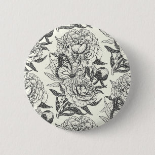 Peonies und Schmetterlinge blockieren Druck, schwa Button