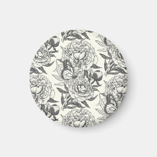 Peonies und Schmetterlinge blockieren Druck, schwa Magnet