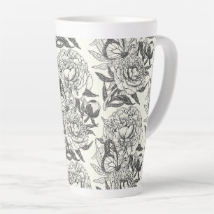 Peonies und Schmetterlinge blockieren Druck, schwa Milchtasse