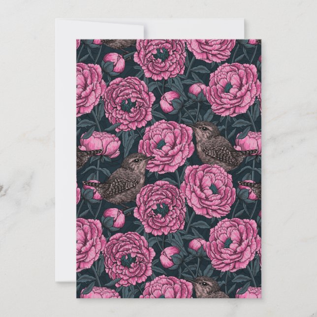 Peonies und Warnen auf dunkelgrau (Vorderseite)