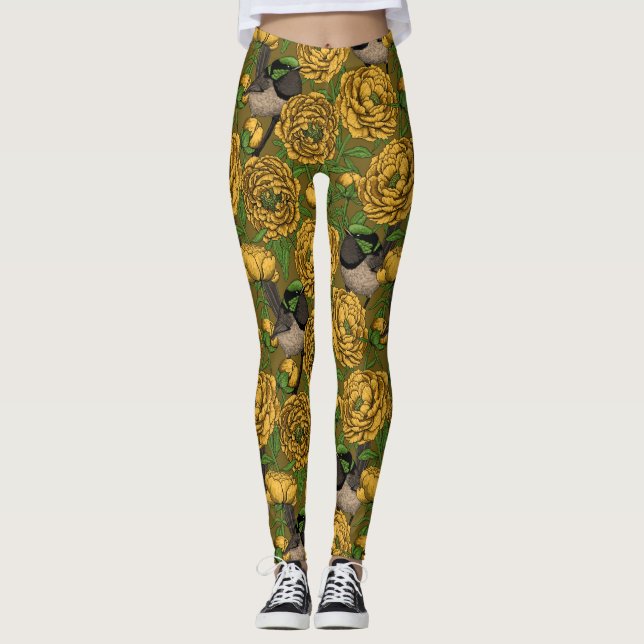 Peonies und Warnen Leggings (Vorderseite)