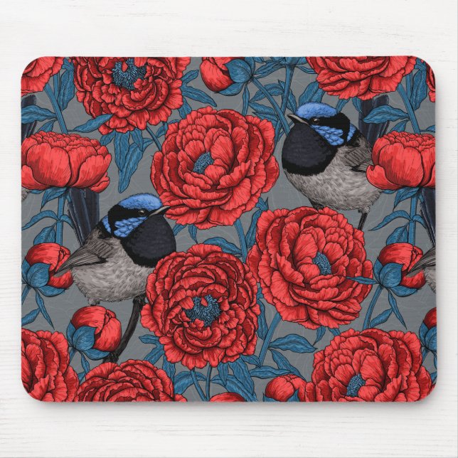 Peonies und Warnen Mousepad (Vorne)