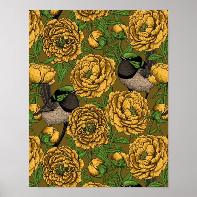 Peonies und Warnen Poster (Vorne)