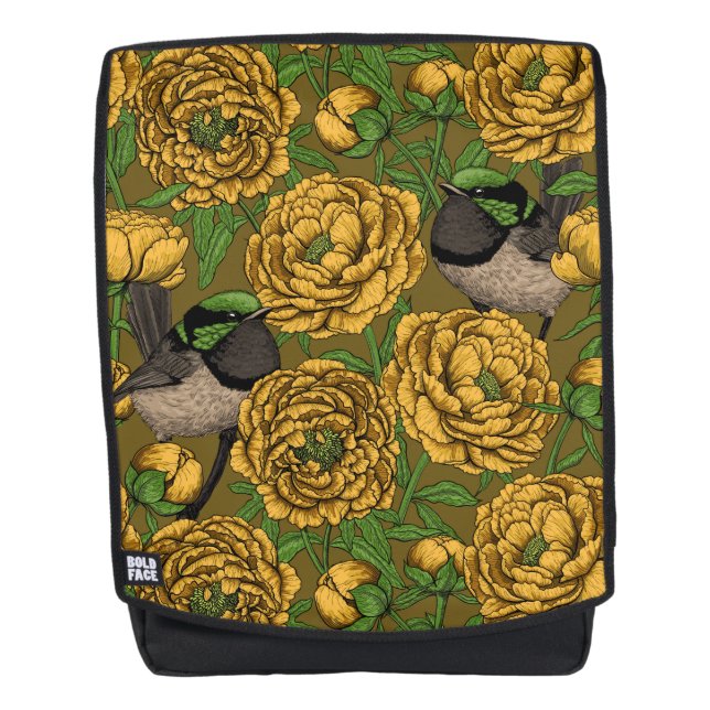 Peonies und Warnen Rucksack (Vorderseite)