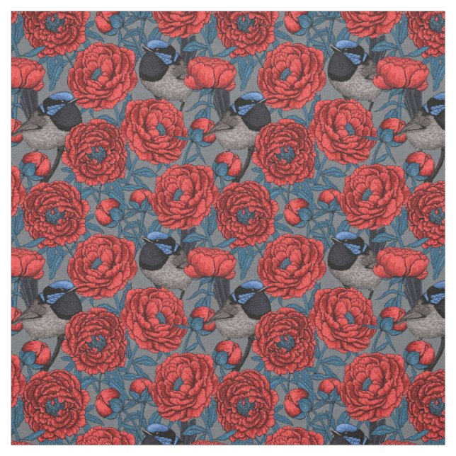 Peonies und Warnen Stoff (Muster)