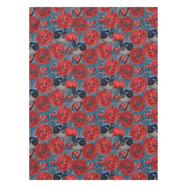 Peonies und Warnen Tischdecke (Vorderseite)