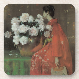 Peonies von William Merritt Chase, Vintage Kunst Getränkeuntersetzer