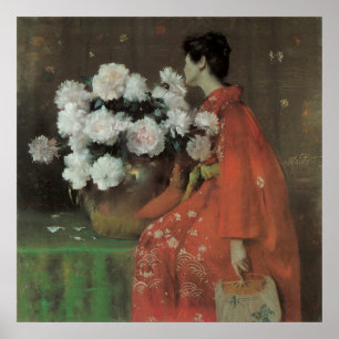 Peonies von William Merritt Chase, Vintage Kunst Poster