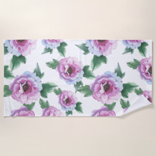 Peonies Watercolor Illustration Muster Strandtuch