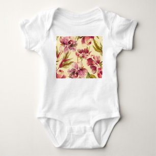 Peonies Watercolor: Nahtlose Hintergrundblicke Baby Strampler