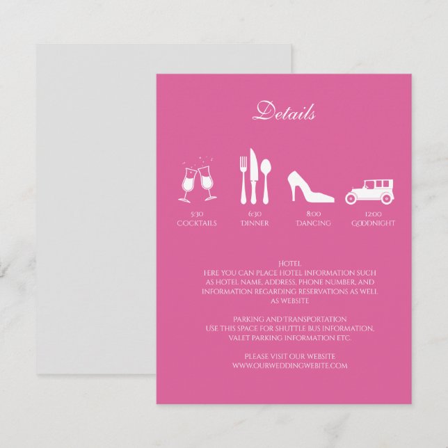 Peonies Wedding DETAILS Einladung (Vorne/Hinten)