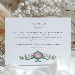 Peonies Wedding Information Card Vintag Begleitkarte