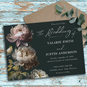 Peonies Wedding Moody Floral Einladung