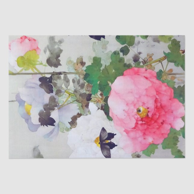 Peony and Butterfly (Detail), Watanabe Seitei Seidenpapier (Vorderseite)