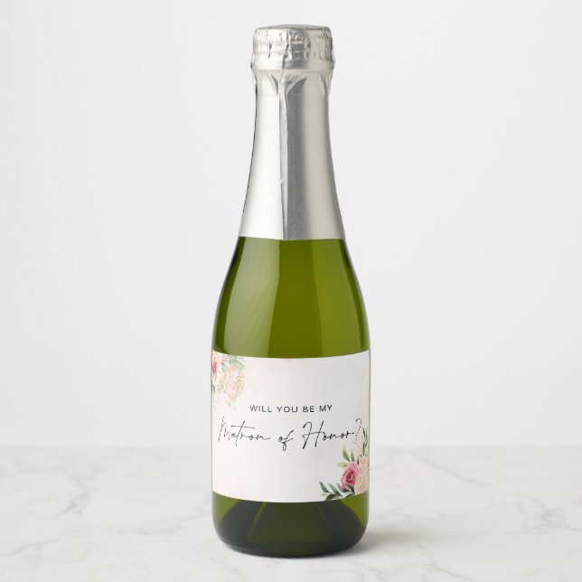 Peony and Gold Bloom Matron of Honine Wine Label (Vorderseite)